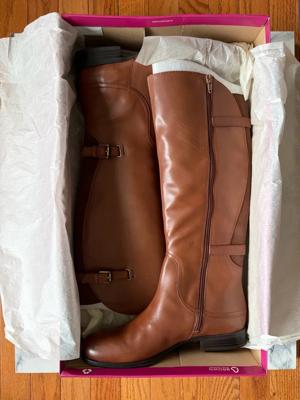 Naturalizer N5 Comfort Jamison Women's Brown Leather Knee High Riding Boots 9W